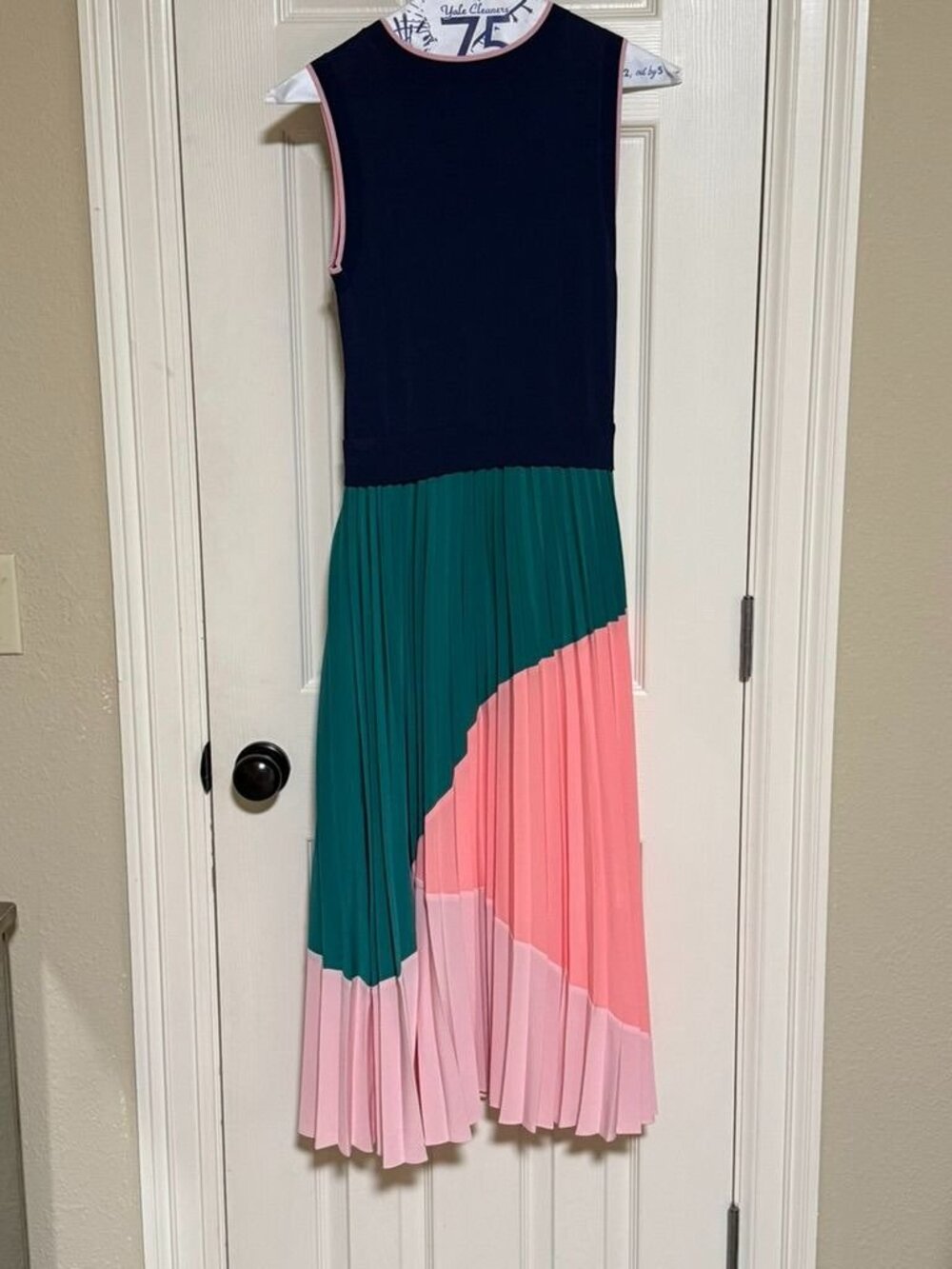 Ted Baker VGUC Indigo colourblock pleated dress in Size 0 - Picture 6 of 9